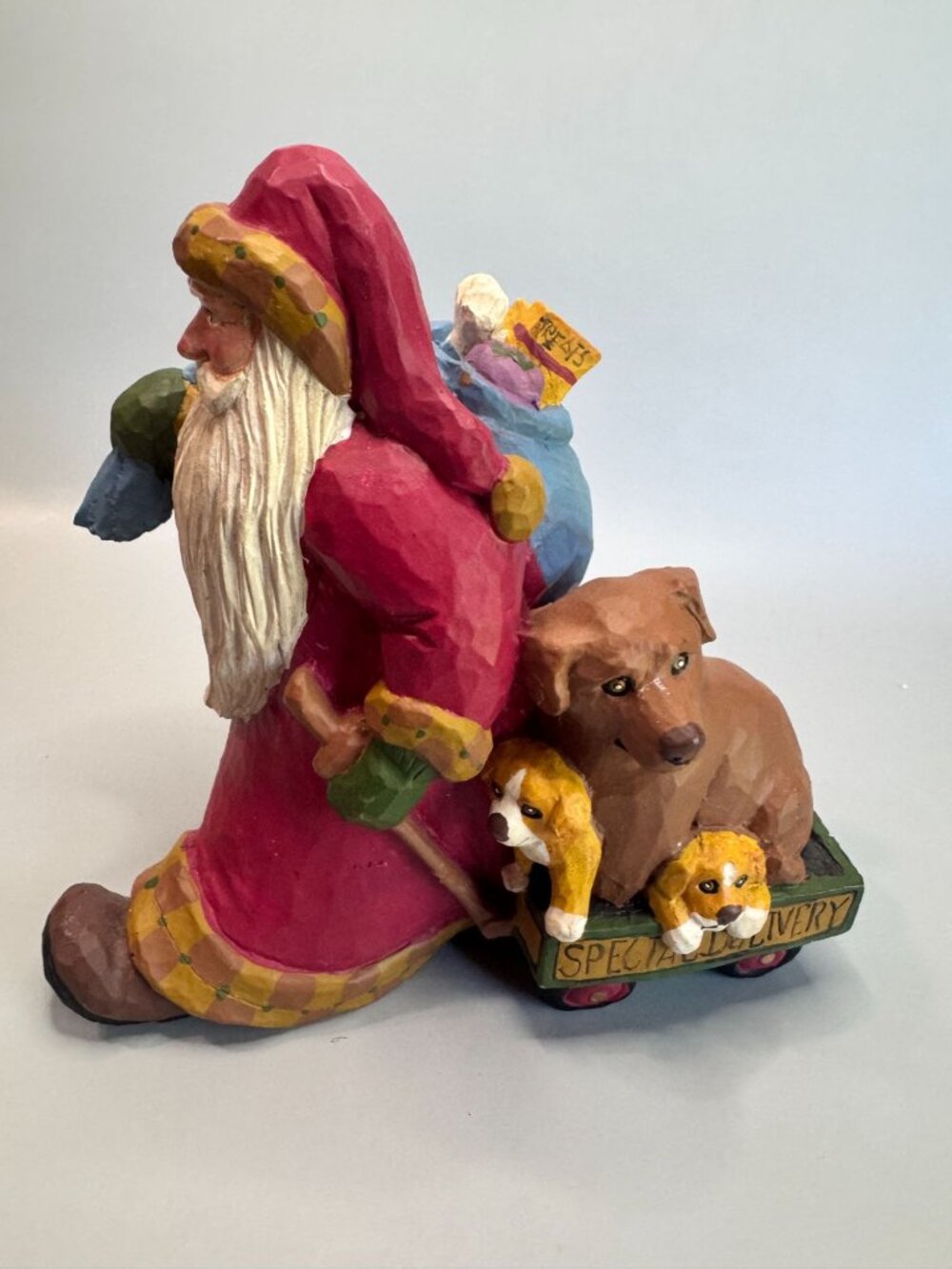 House Of Hatten Susan M Smith 1992 Santa Pulling Dog Wagon Figure - Picture 2 of 6